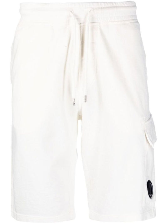 White Cotton Fleece Track Shorts