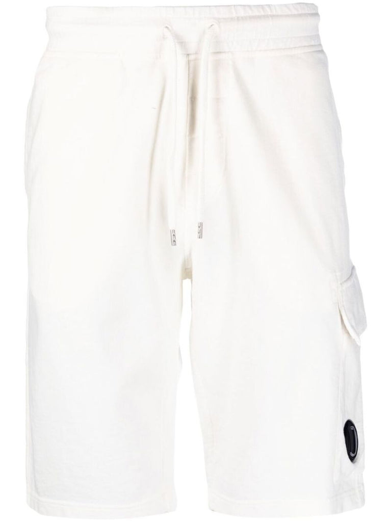 White Cotton Fleece Track Shorts