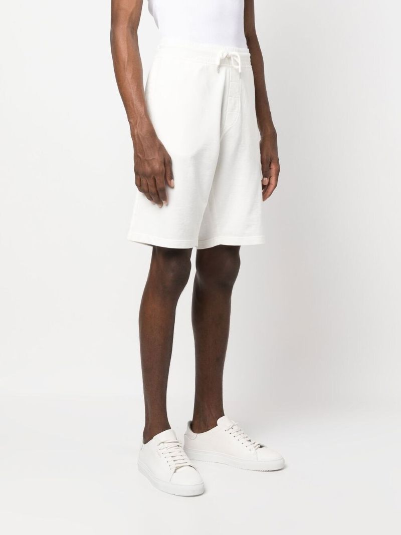 White Cotton Fleece Track Shorts