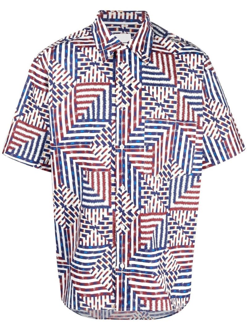 Blue Geometric Print Organic Cotton Shirt