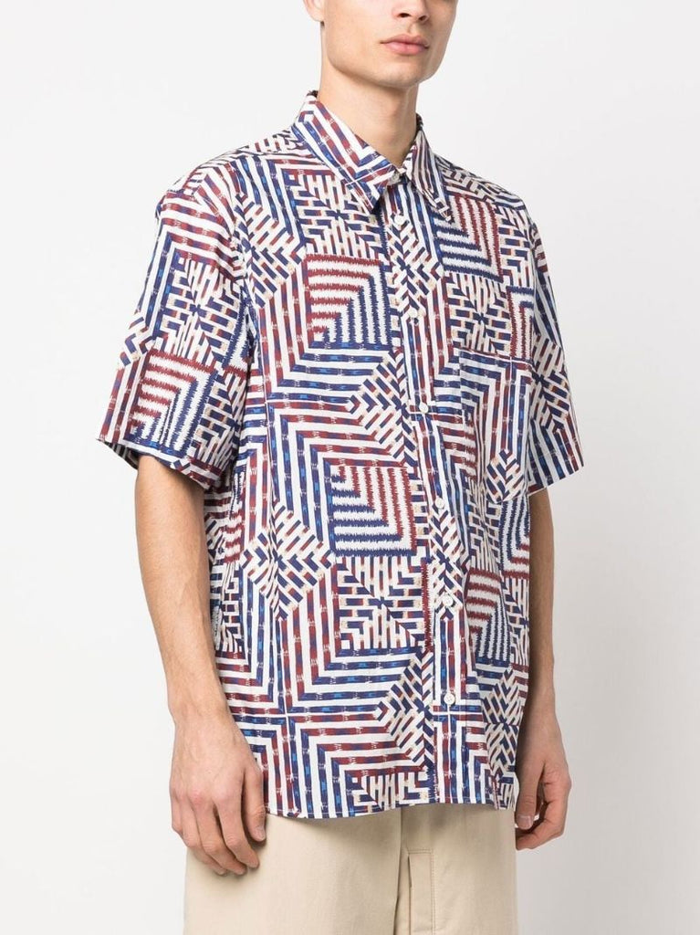 Blue Geometric Print Organic Cotton Shirt