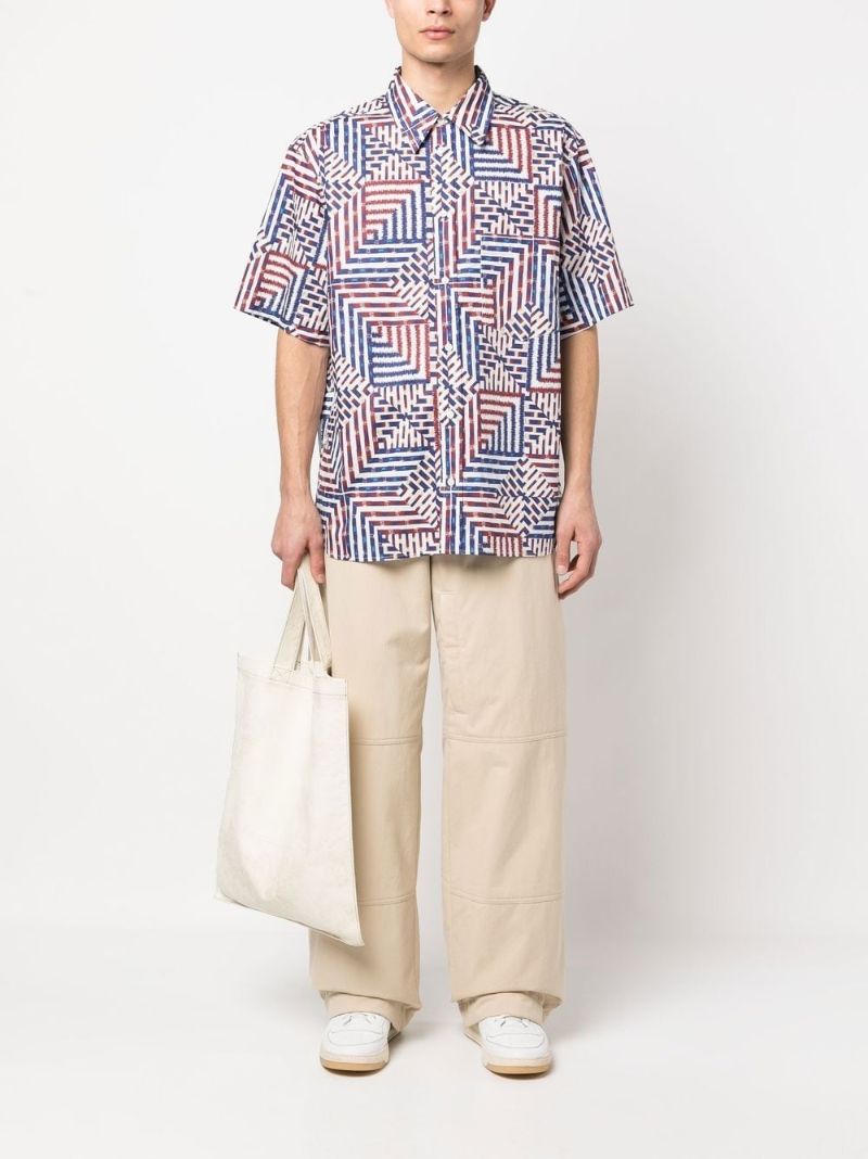 Blue Geometric Print Organic Cotton Shirt