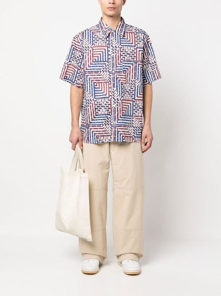 Blue Geometric Print Organic Cotton Shirt