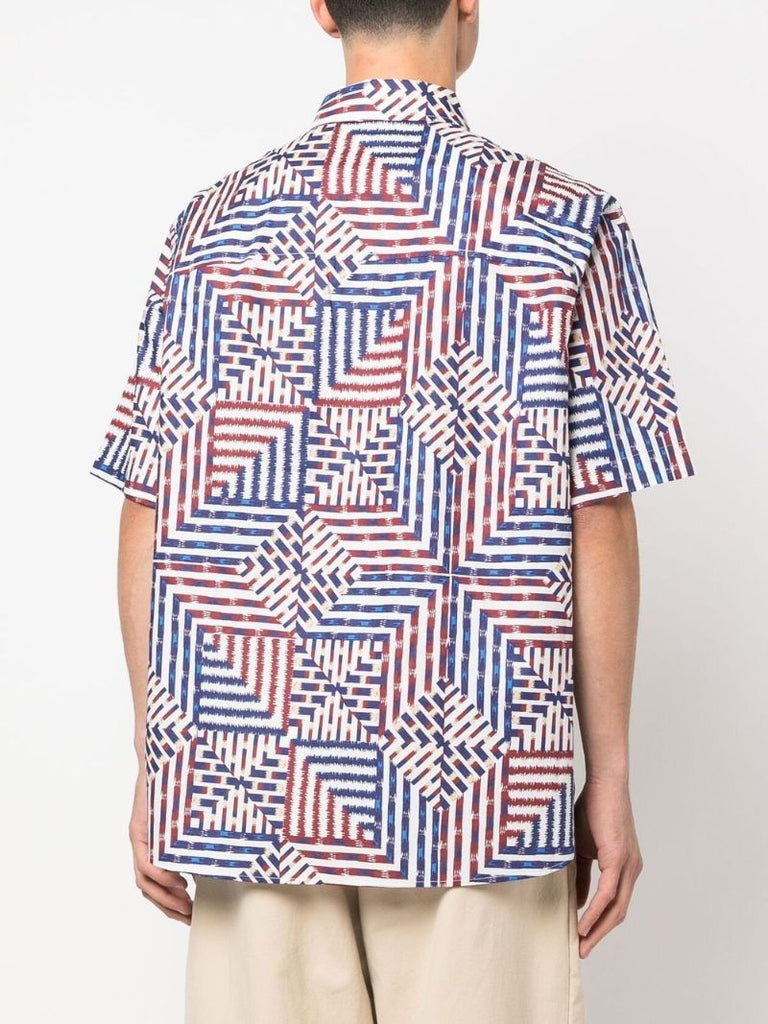 Blue Geometric Print Organic Cotton Shirt