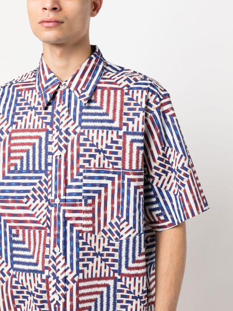 Blue Geometric Print Organic Cotton Shirt