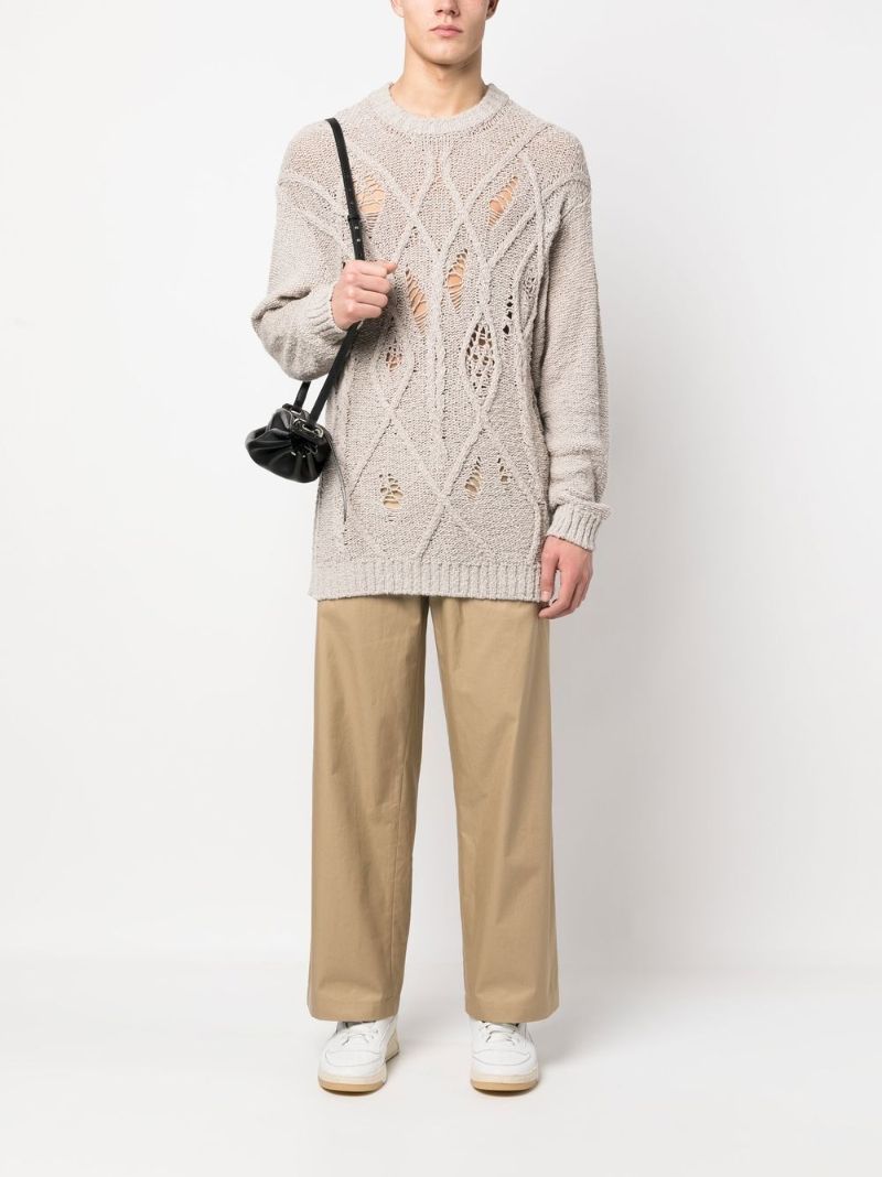 Neutral Straight-leg Tailored Trousers