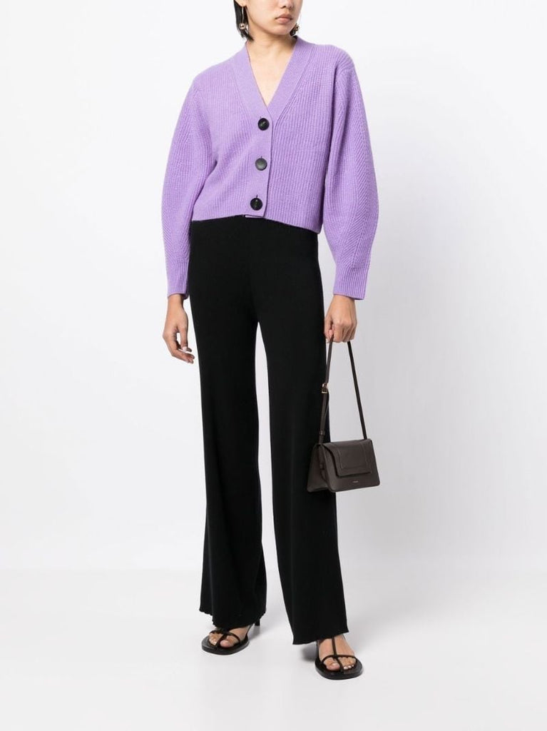 Purple Cashmere V-neck Cardigan