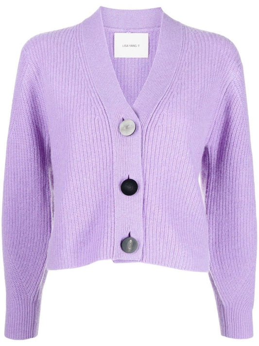 Purple Cashmere V-neck Cardigan