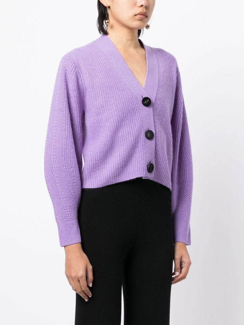 Purple Cashmere V-neck Cardigan