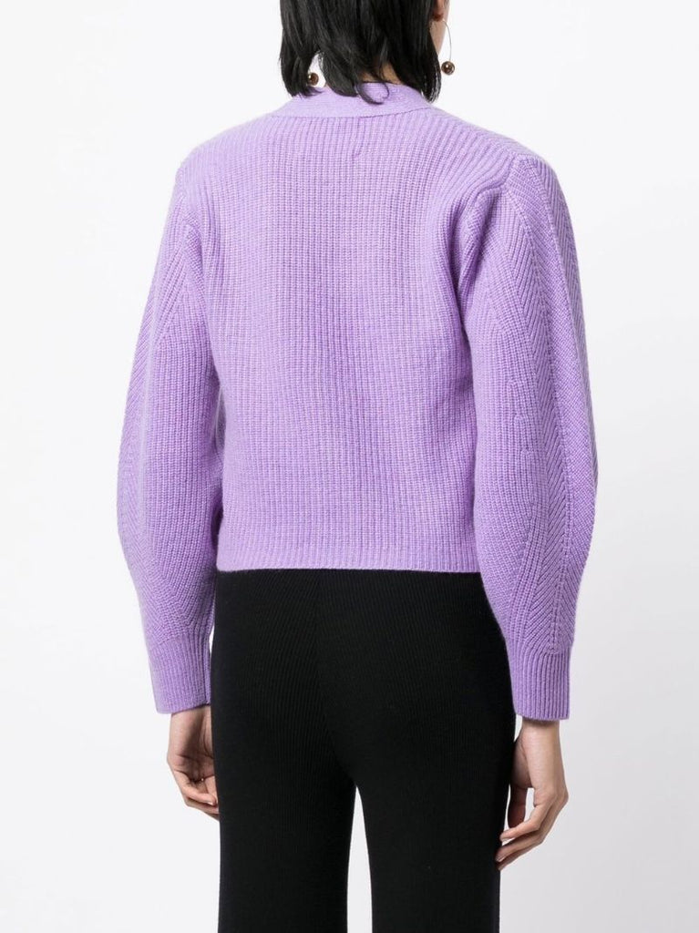 Purple Cashmere V-neck Cardigan
