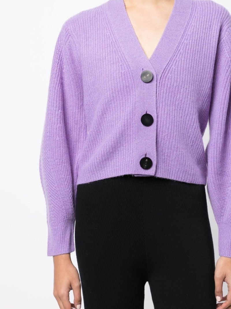 Purple Cashmere V-neck Cardigan