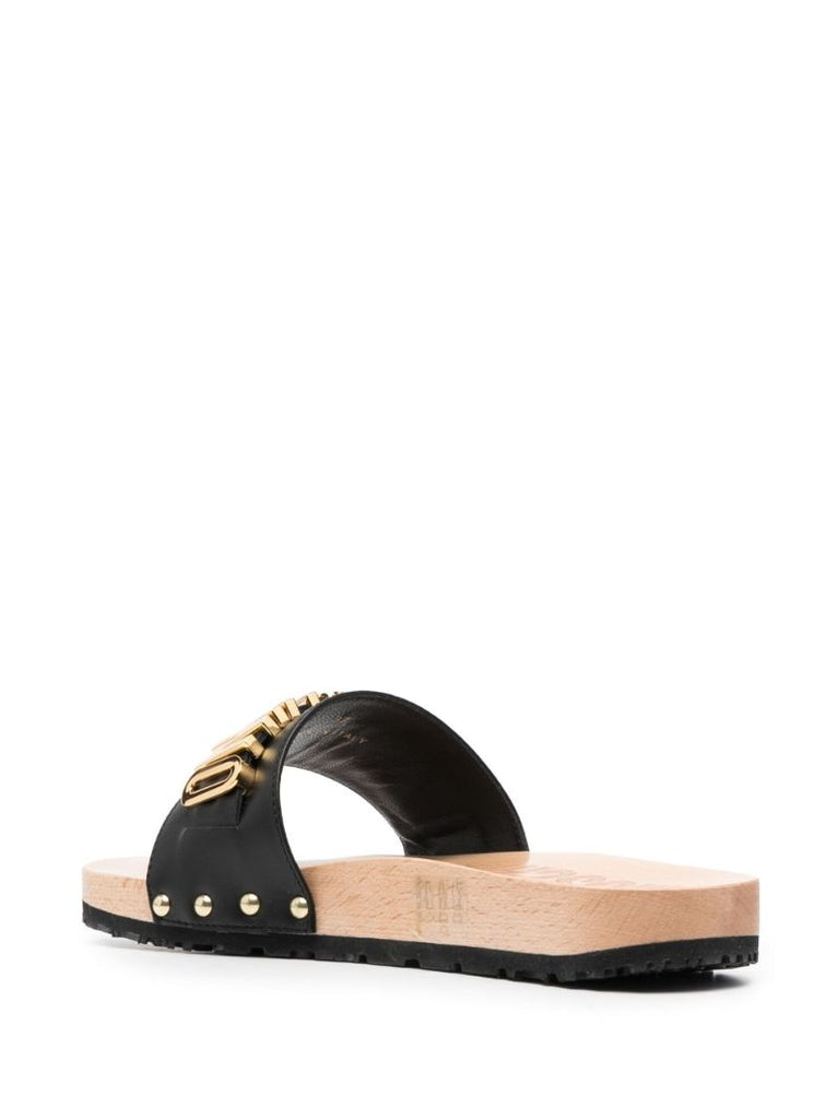 Black Logo Plaque Sandals