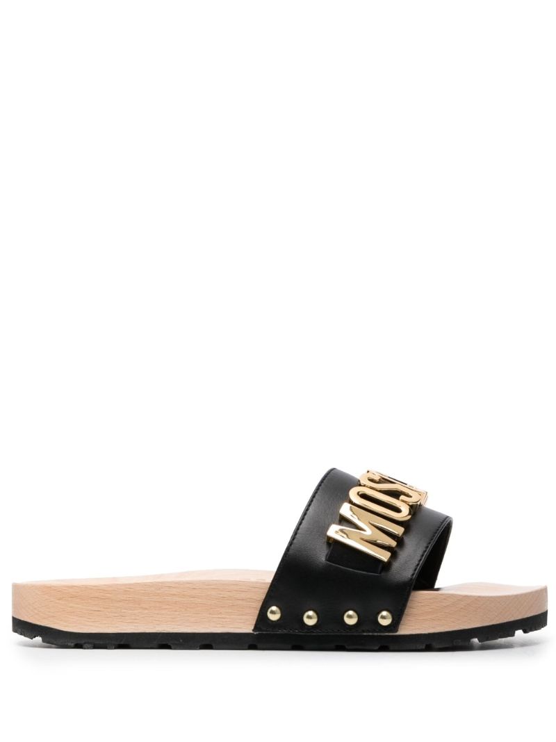 Black Logo Plaque Sandals