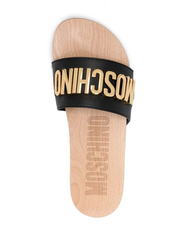 Black Logo Plaque Sandals
