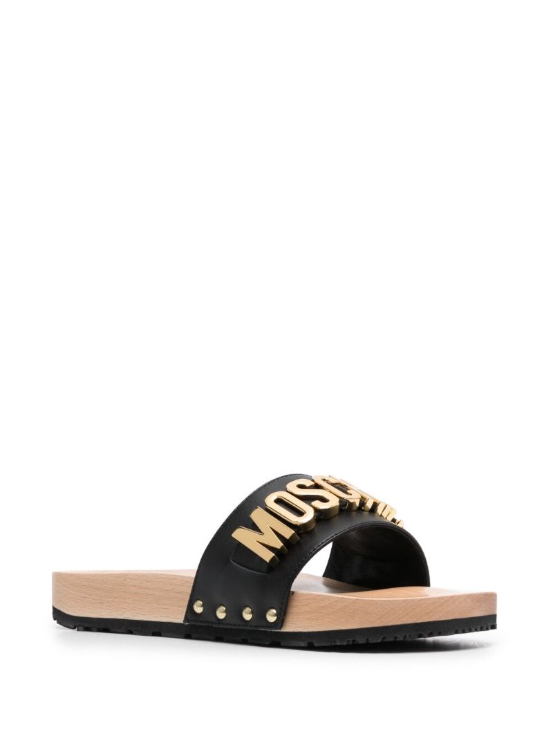 Black Logo Plaque Sandals