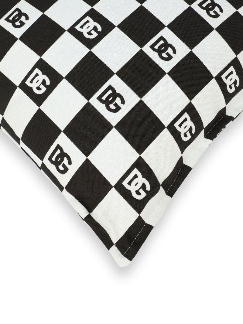 Black and White Dg Logo Checkerboard Cushion