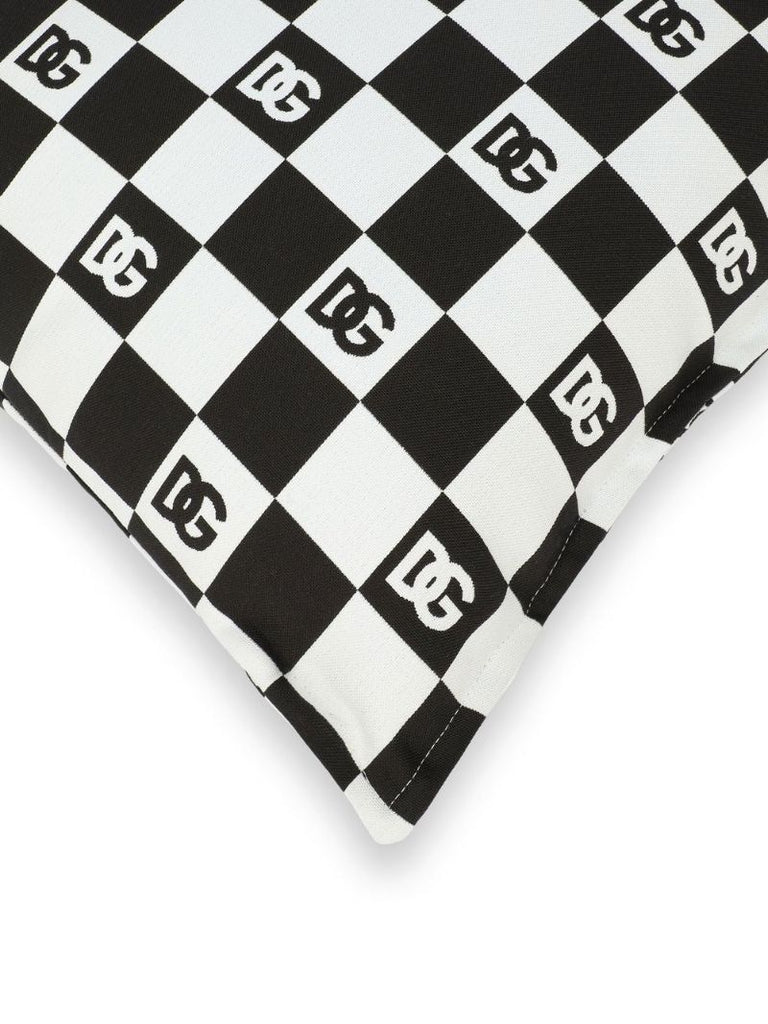 Black and White Dg Logo Checkerboard Cushion