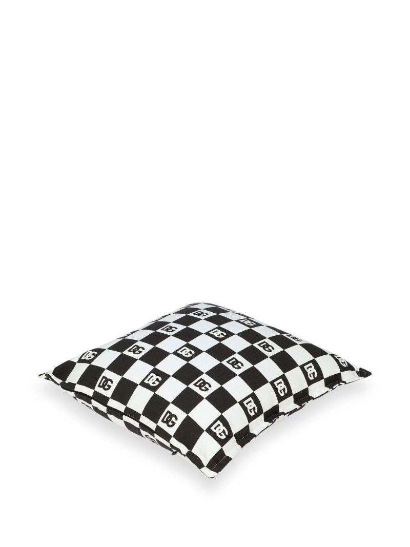 Black and White Dg Logo Checkerboard Cushion