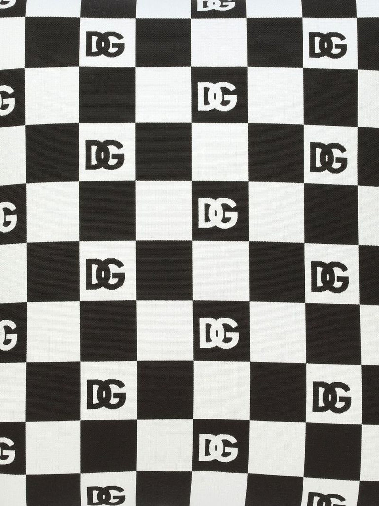 Black and White Dg Logo Checkerboard Cushion