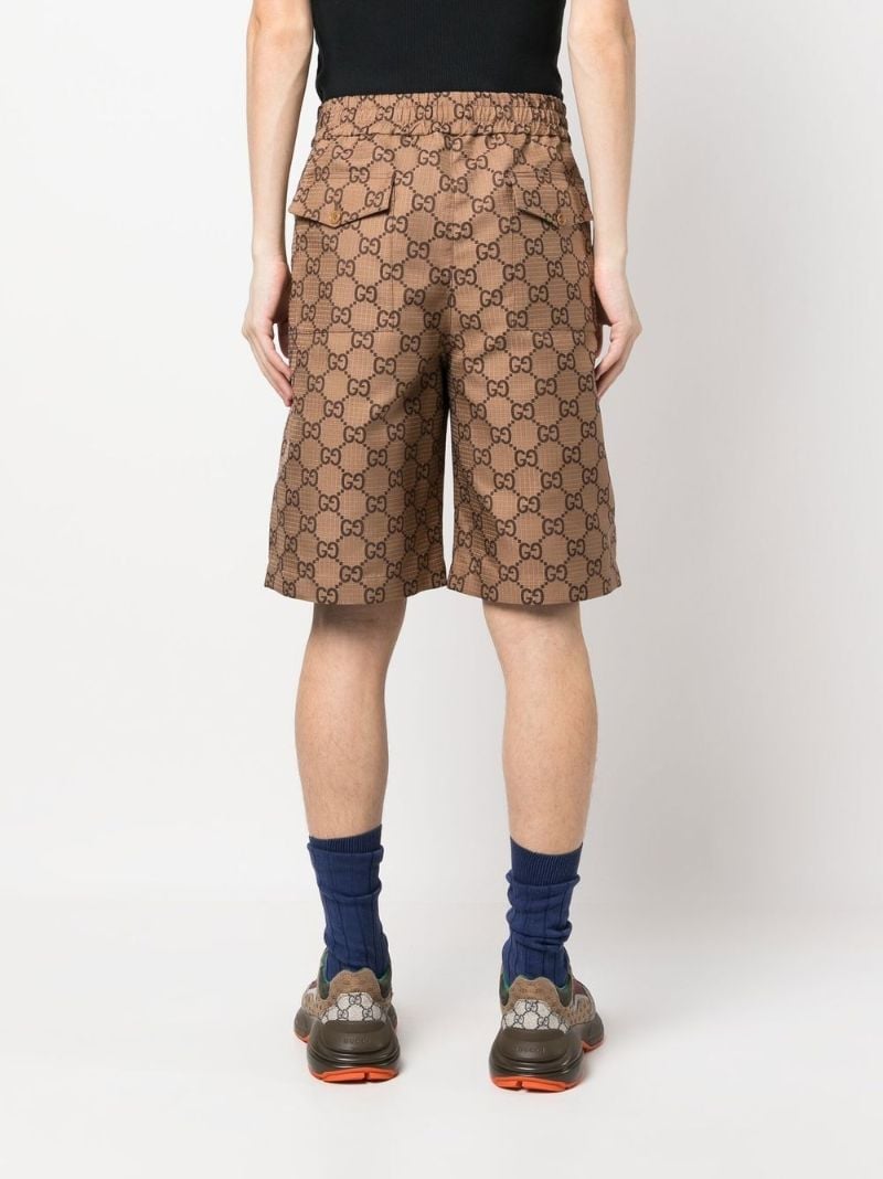 Brown Gg Pattern Cotton Shorts