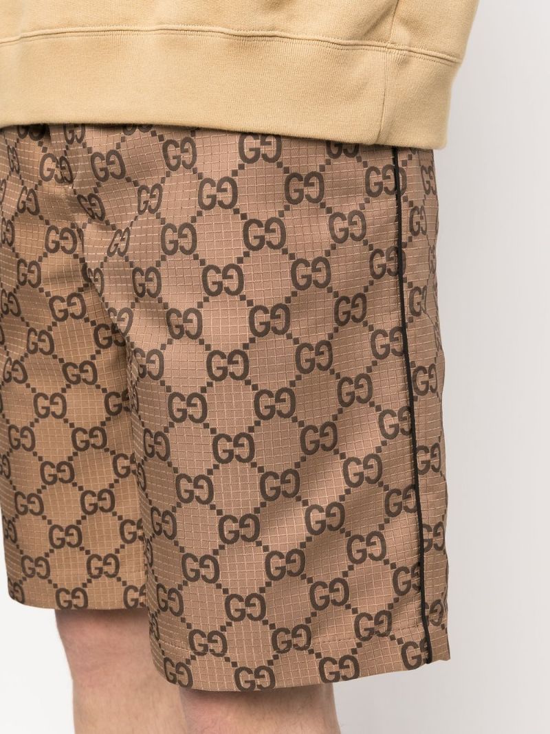 Brown Gg Pattern Cotton Shorts