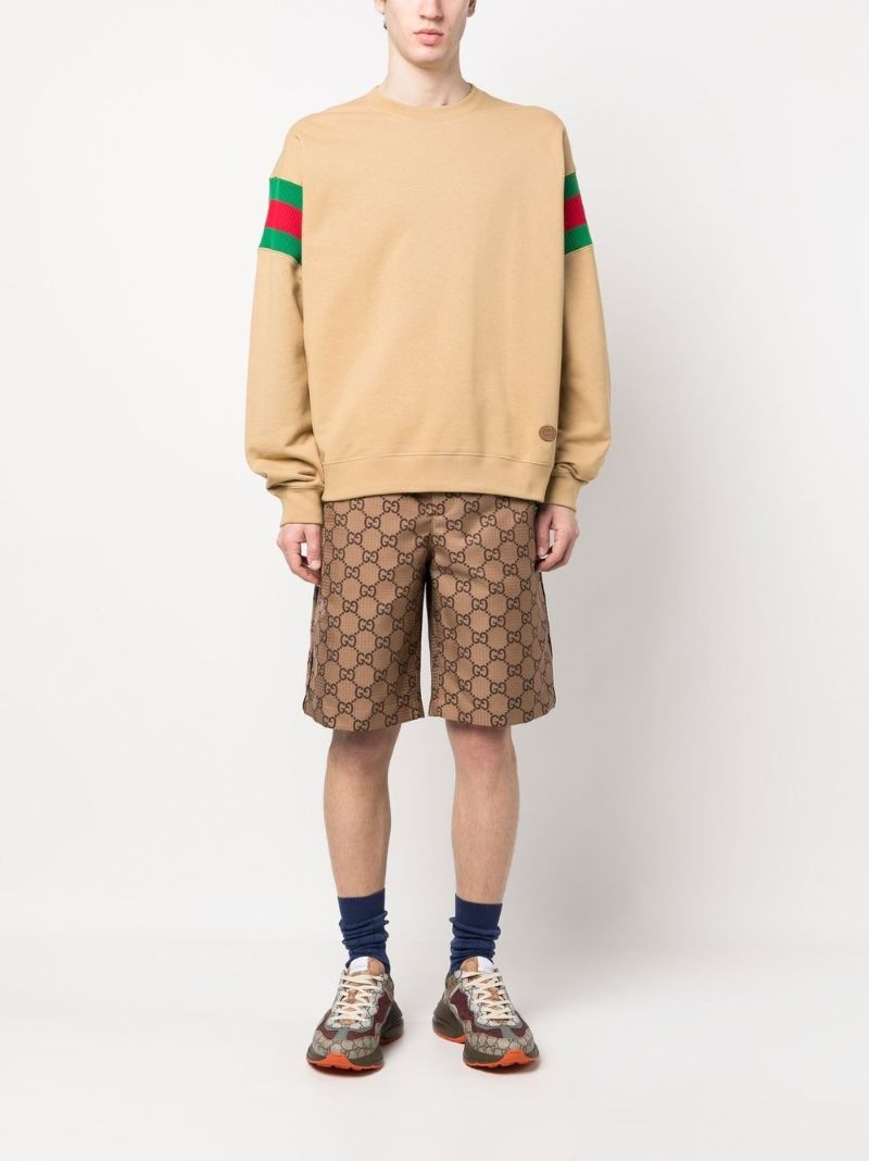 Brown Gg Pattern Cotton Shorts