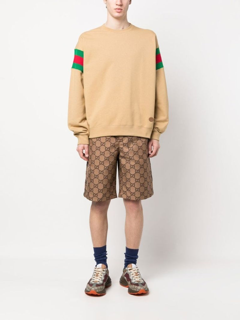 Brown Gg Pattern Cotton Shorts