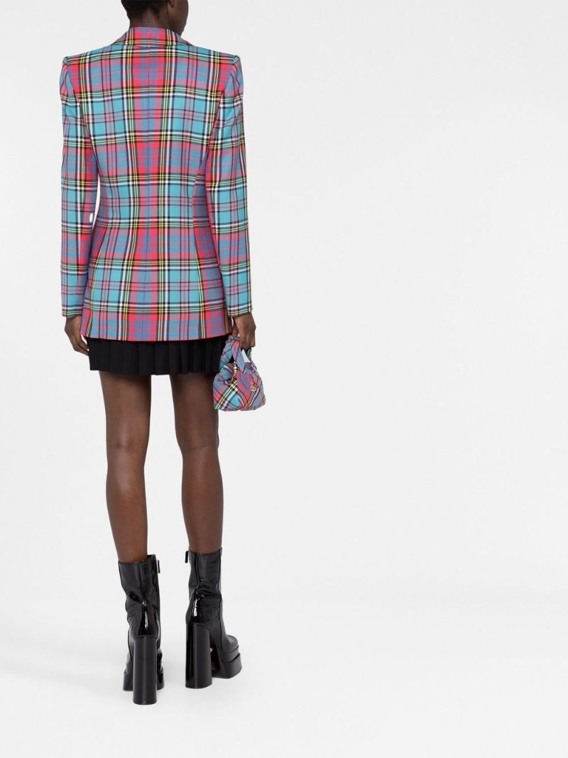 Red and Blue Lelio Checked Blazer