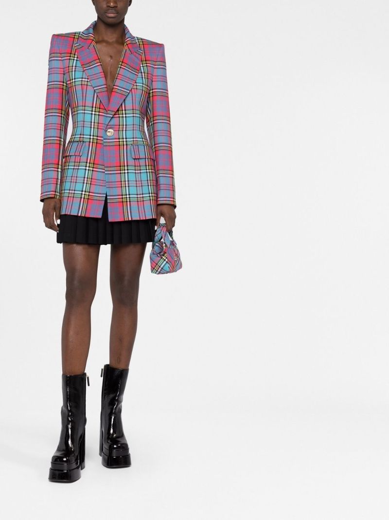 Red and Blue Lelio Checked Blazer