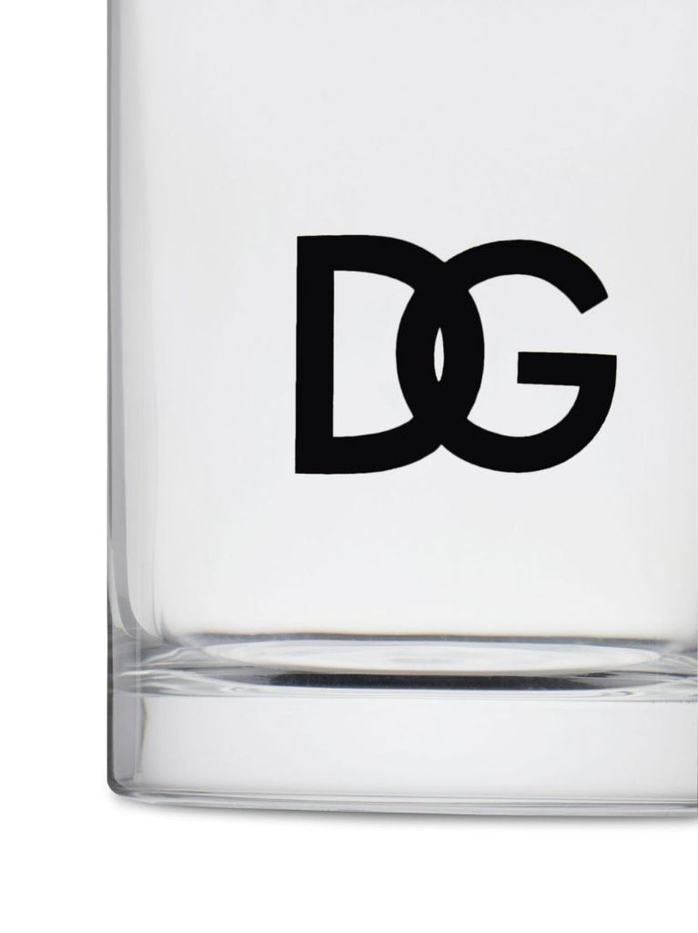White Dg Logo Print Water Glasses