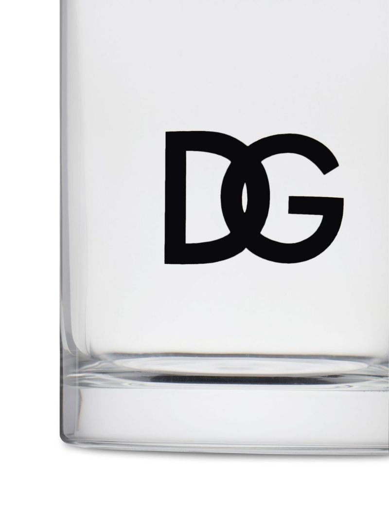 White Dg Logo Print Water Glasses