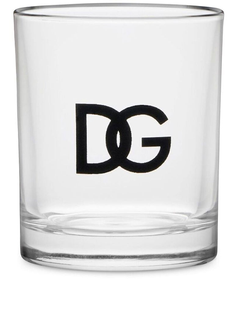 White Dg Logo Print Water Glasses