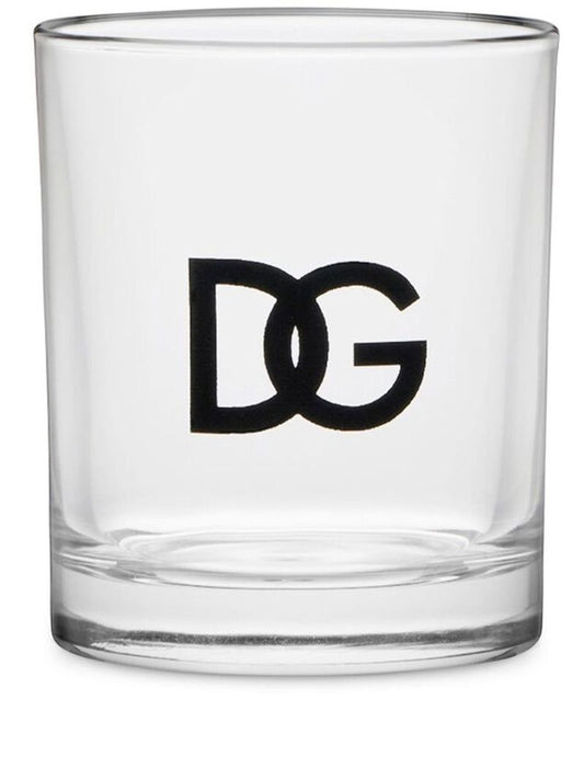 White Dg Logo Print Water Glasses