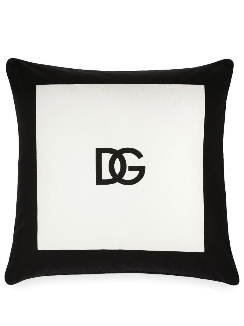 White Dg Logo Cushion