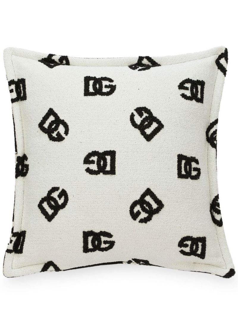 White and Black Double Face Dg Logo Cushion