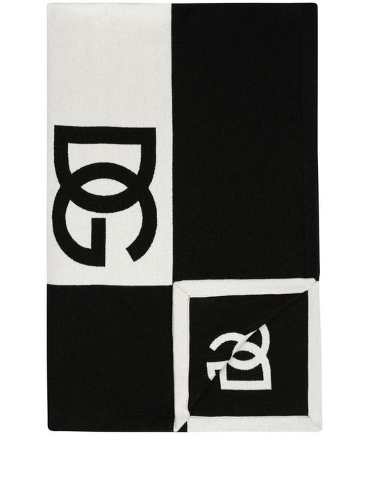 Black Dg Logo Cotton Blanket
