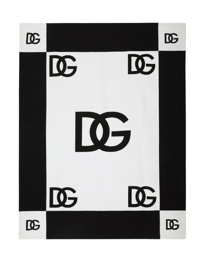 Black Dg Logo Cotton Blanket