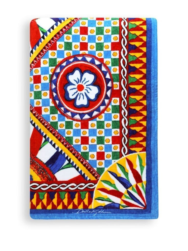 Red Carretto Print Cotton Beach Towel