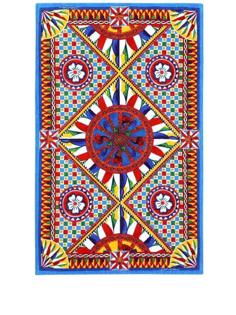 Red Carretto Print Cotton Beach Towel