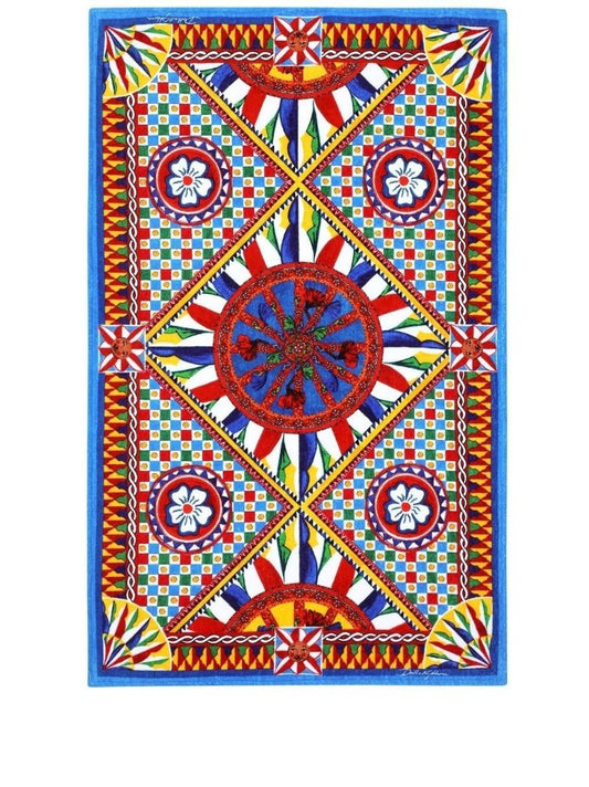 Red Carretto Print Cotton Beach Towel