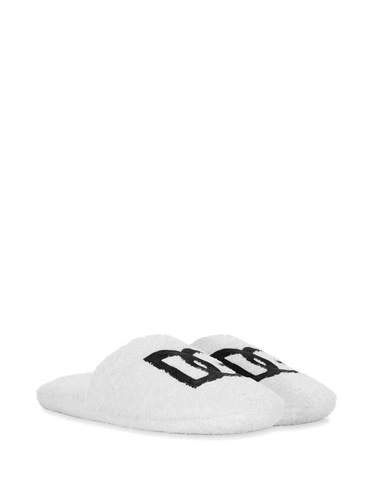 White Interlocking Dg Logo Slippers