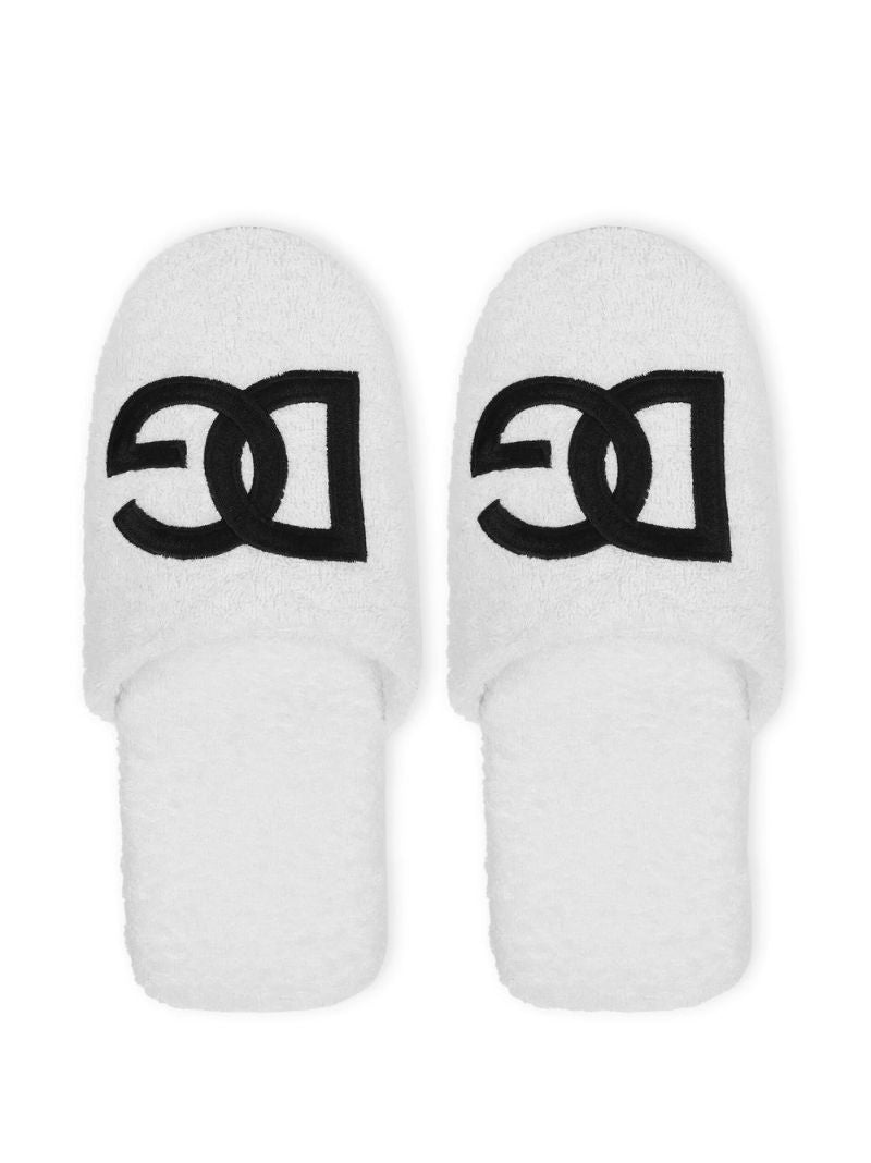 White Interlocking Dg Logo Slippers