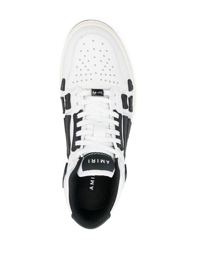 White and Black Panelled Skel Low-top Sneakers