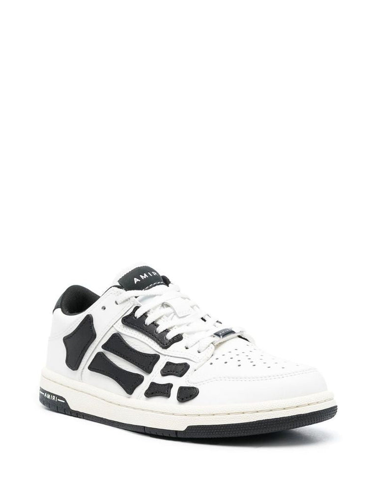 White and Black Panelled Skel Low-top Sneakers
