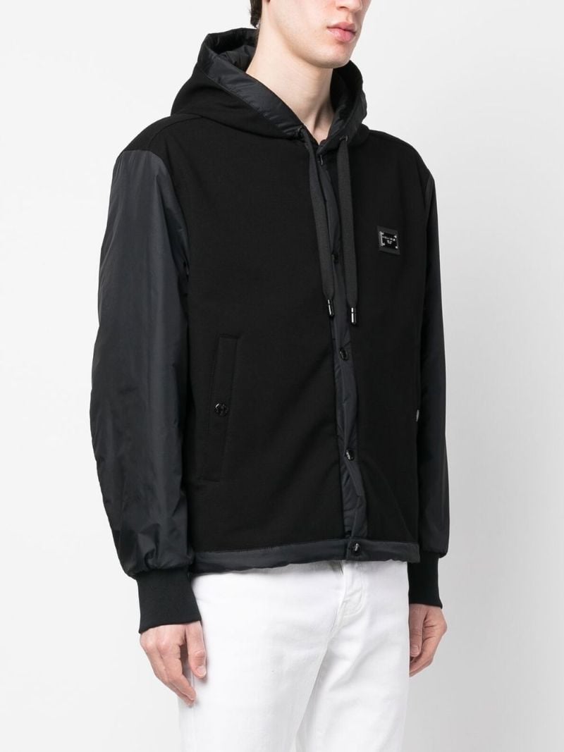 Black Logo Plaque Hooded Jacket