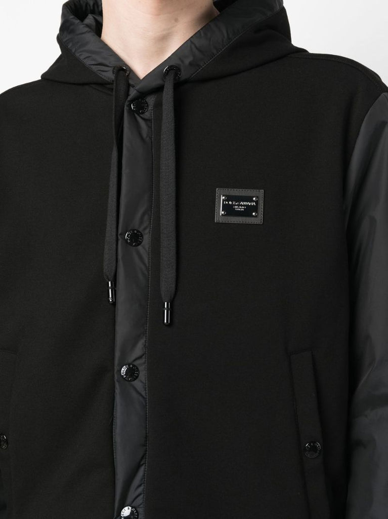 Black Logo Plaque Hooded Jacket