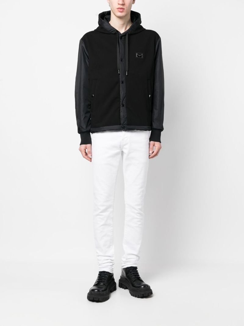 Black Logo Plaque Hooded Jacket