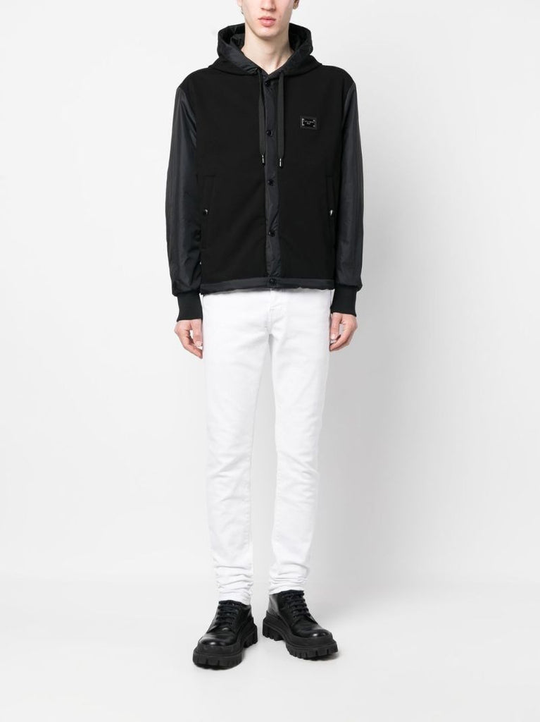 Black Logo Plaque Hooded Jacket