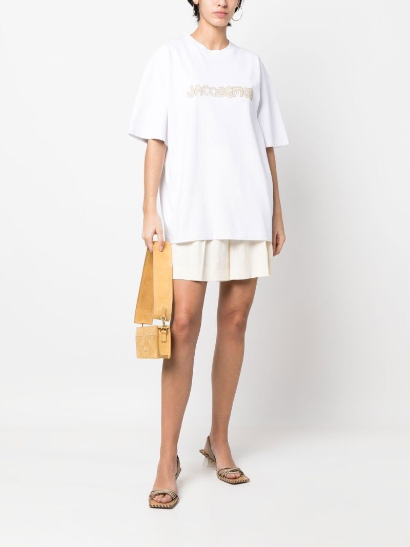 White Logo Embroidered Cotton T-shirt