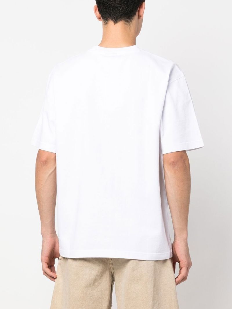 White Logo Embroidered Cotton T-shirt